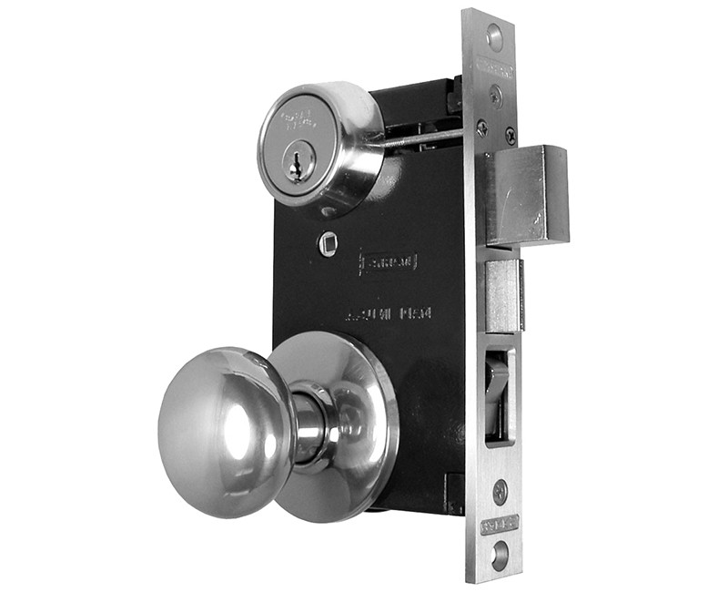 MORTISE LOCKSET IRON GATE DOUBLE CYLINDER 26D 2-1/2" BACKSET 1" X 7-1/16" FACE PLATE LH