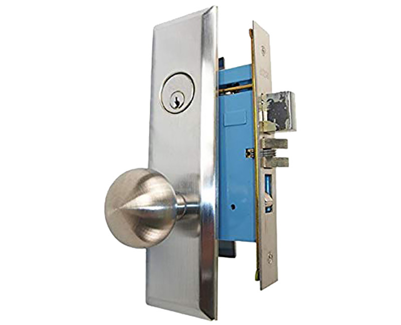 MORTISE LOCKSET ENTRANCE FUNCTION LEFT HAND 26D STANDARD TRIM 1-1/4" X 8" FACE PLATE 2-3/4" BACKSET