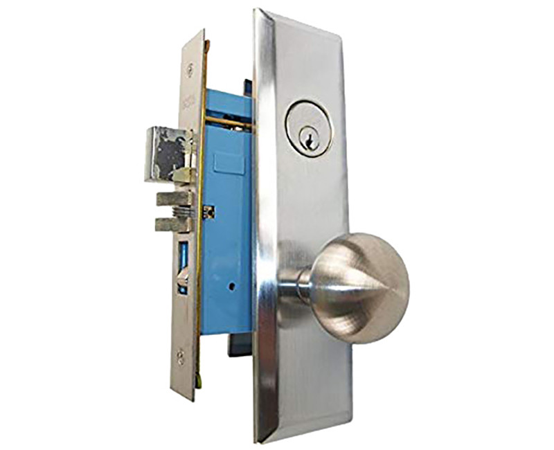 MORTISE LOCKSET ENTRANCE FUNCTION RIGHT HAND 26D STANDARD TRIM 1-1/4" X 8" FACE PLATE 2-3/4" BACKSET