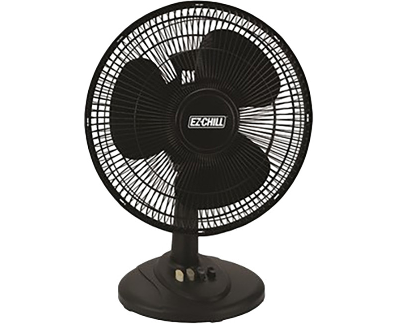 EZ-Chill - 12" Oscillating Table Fan - Black