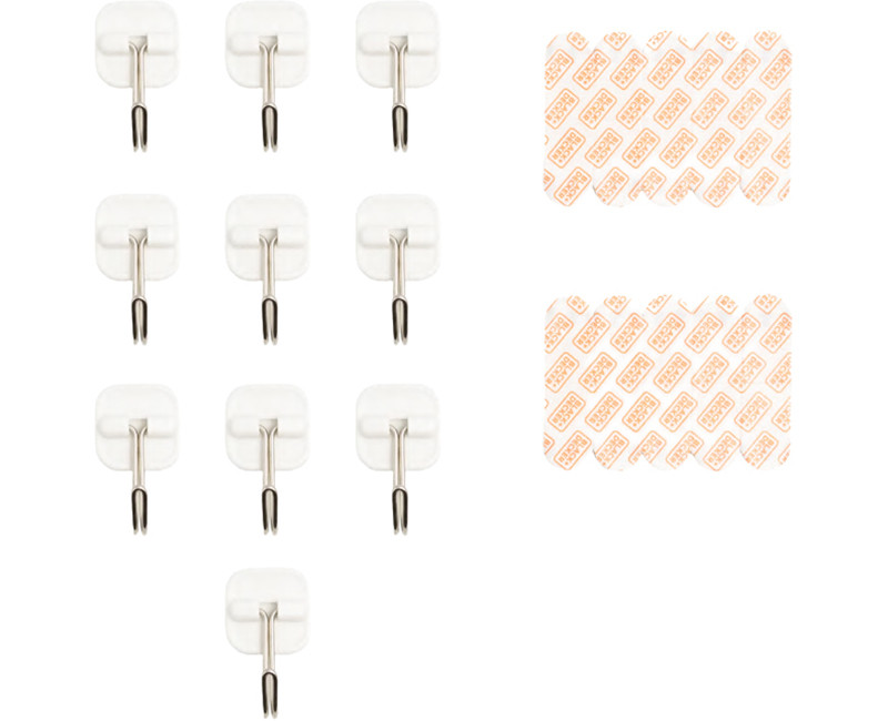 Black & Decker - 10pk Quick Stick Adhesive Wire Hook - Up To 0.5lbs. - 10 Hooks-20 Strips - Removable - White