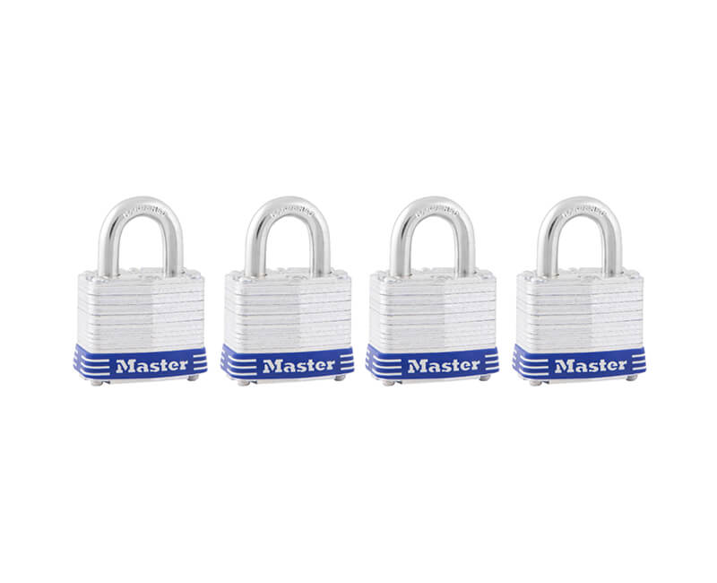 Laminated Steel Padlocks - 4 Pack