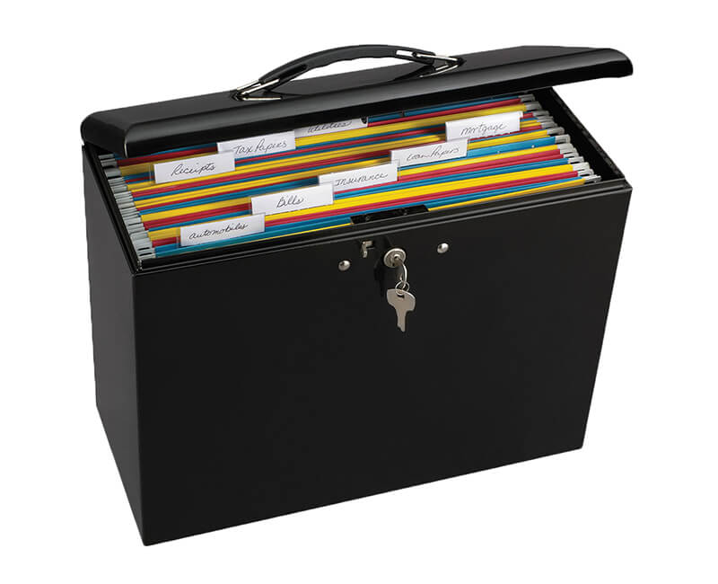 6" X 13-1/2" X 10-1/2" Locking File Box - Black