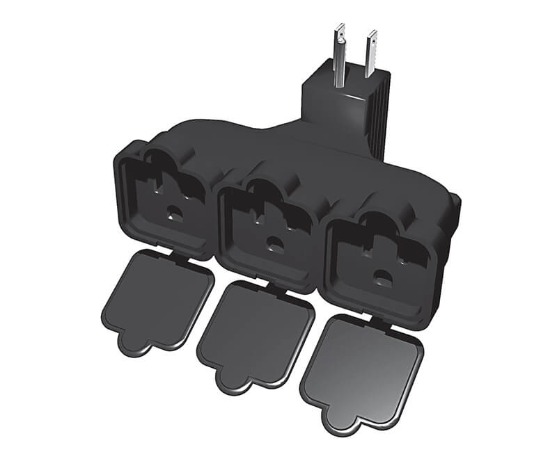 3 Outlet PlugMax Outdoor Adapter - Black