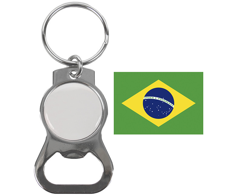 Brazil Key Chain Nickel Plated W/ Bottle Opener