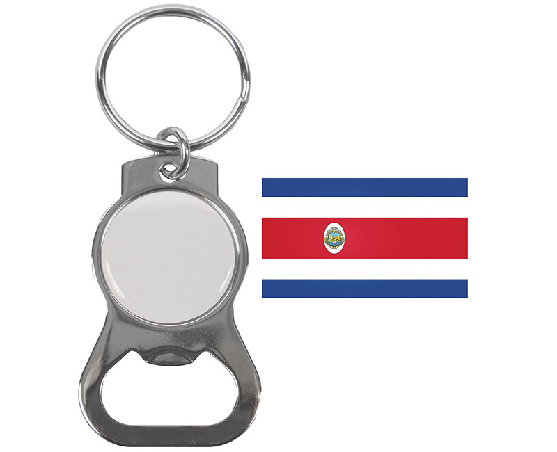 Costa Rica Key Chain Nickel Plated W/ Bottle Opener
