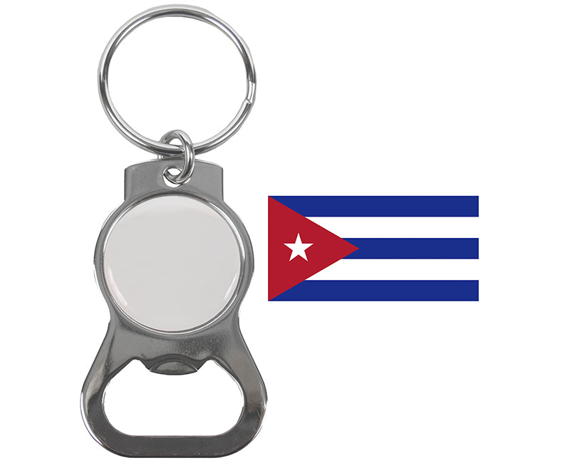 Cuba Key Chain Nickel Plated W/ Bottle Opener