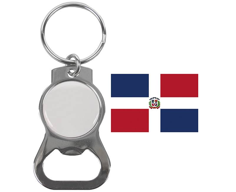 Dominican Republic Key Chain Nickel Plated W/ Bottle Opener