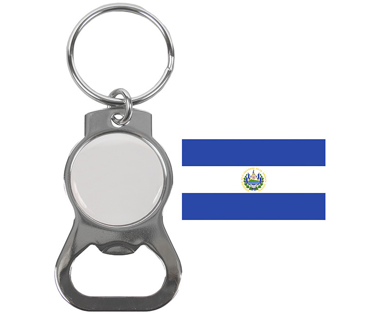 El Salvador Key Chain Nickel Plated W/ Bottle Opener