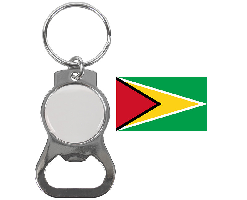 Guyana Key Chain Nickel Plated W/ Bottle Opener