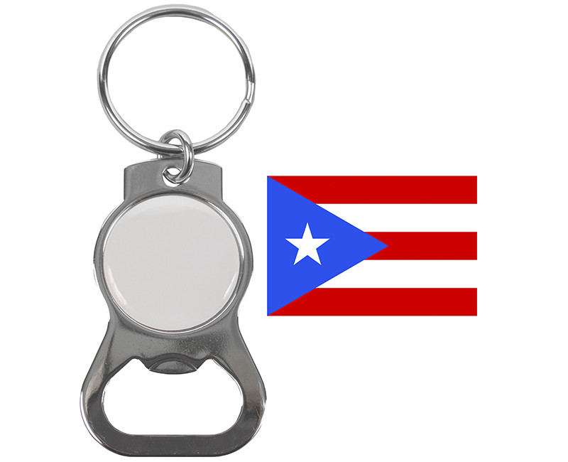 Puerto Rico Key Chain Nickel Plated W/ Bottle Opener