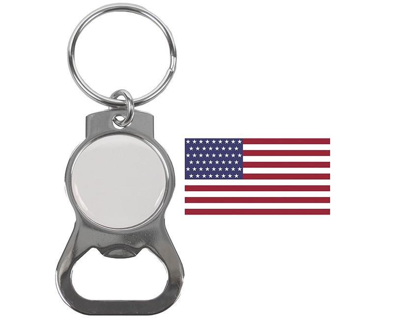 USA Key Chain Nickel Plated W/ Bottle Opener