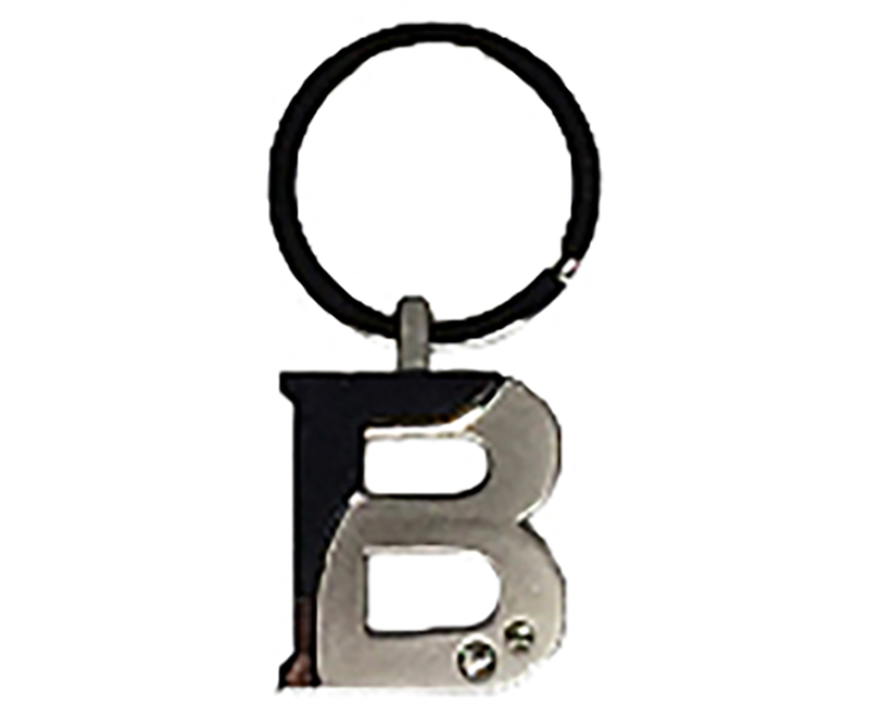 Initial Key Ring 2 Tone Nickel Plate W/ Diamonds B