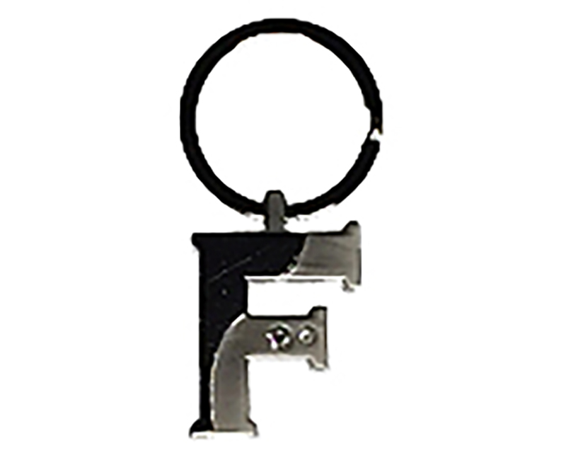 Initial Key Ring 2 Tone Nickel Plate W/ Diamonds F