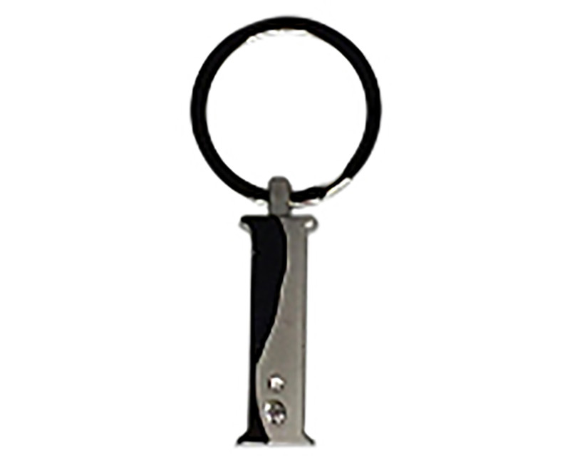 INITIAL KEY RING 2 TONE NICKEL PLATE W/ DIAMOND I