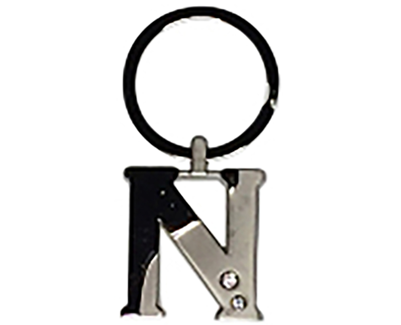 Initial Key Ring 2 Tone Nickel Plate W/ Diamonds N