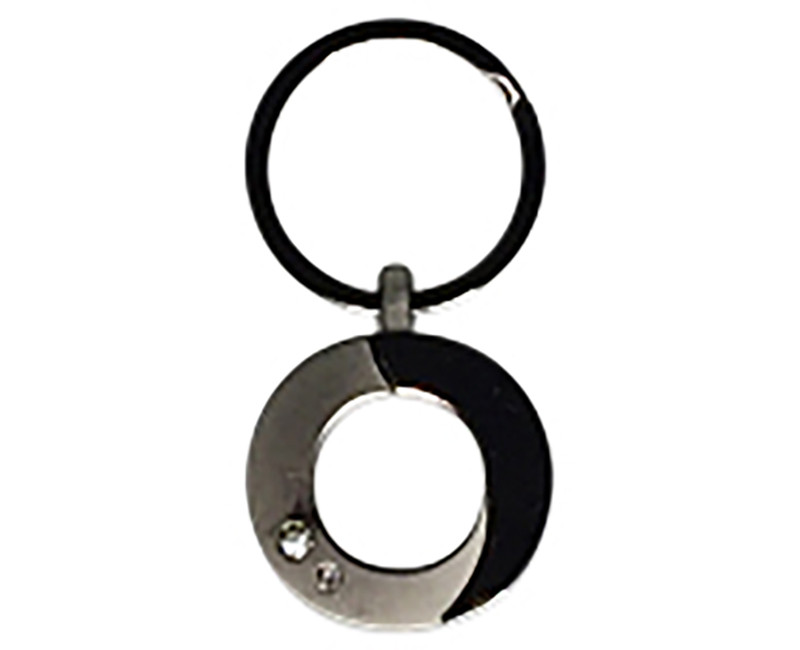 INITIAL KEY RING 2 TONE NICKEL PLATE W/ DIAMONDS O