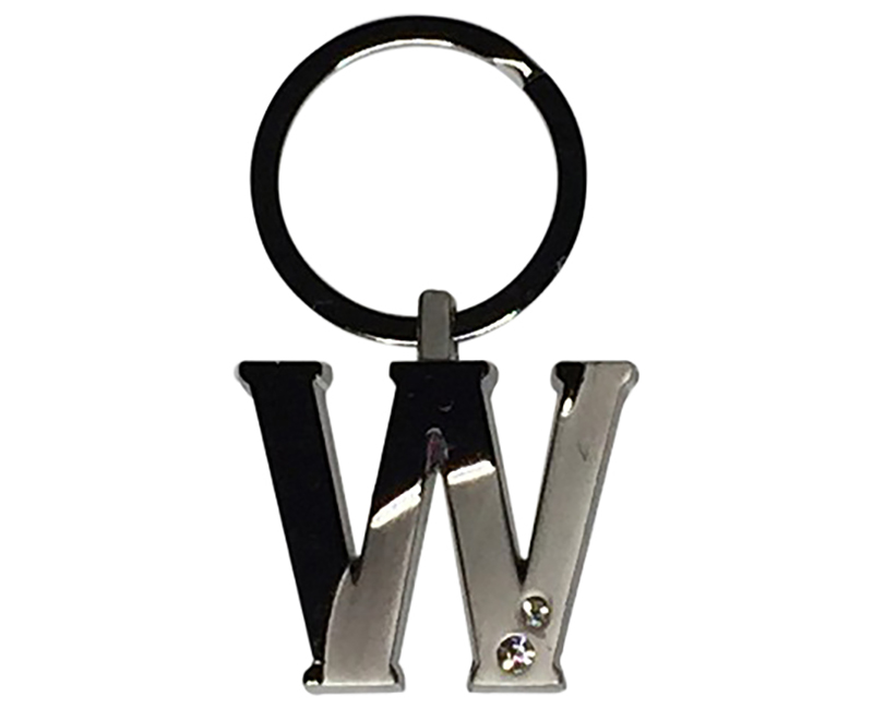 Initial Key Ring 2 Tone Nickel Plate W/ Diamonds W