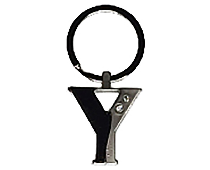 INITIAL KEY RING 2 TONE NICKEL PLATE W/ DIAMONDS Y