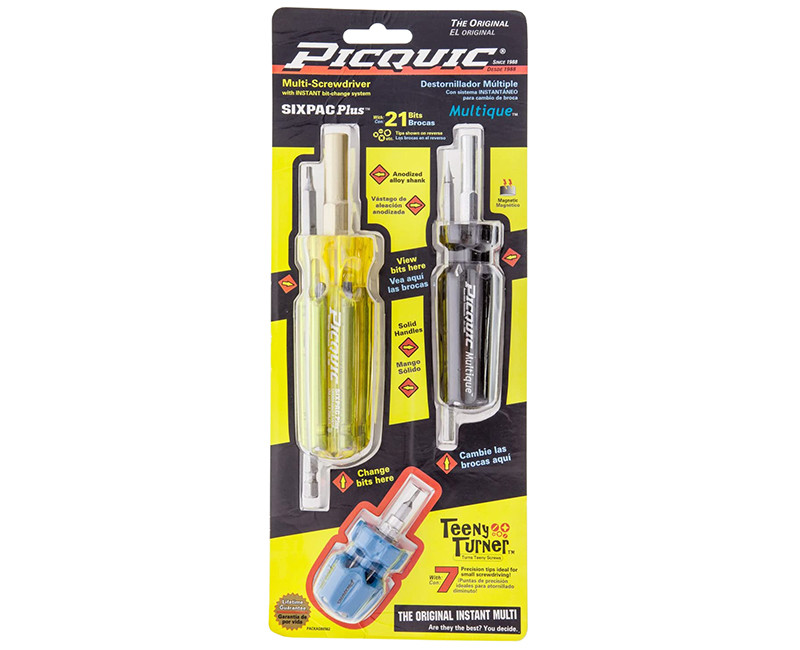 FAMILY PACK SCREWDRIVERS COMES WITH SIXPAC PLUS, TEENY TURNER + MULTIQUE, CARDED, ASSORTED COLORS