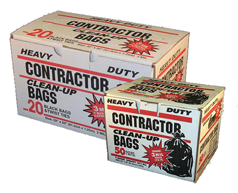 2 Mil Contractor Bags W/ Ties 32 x 50 - 10 Polybag