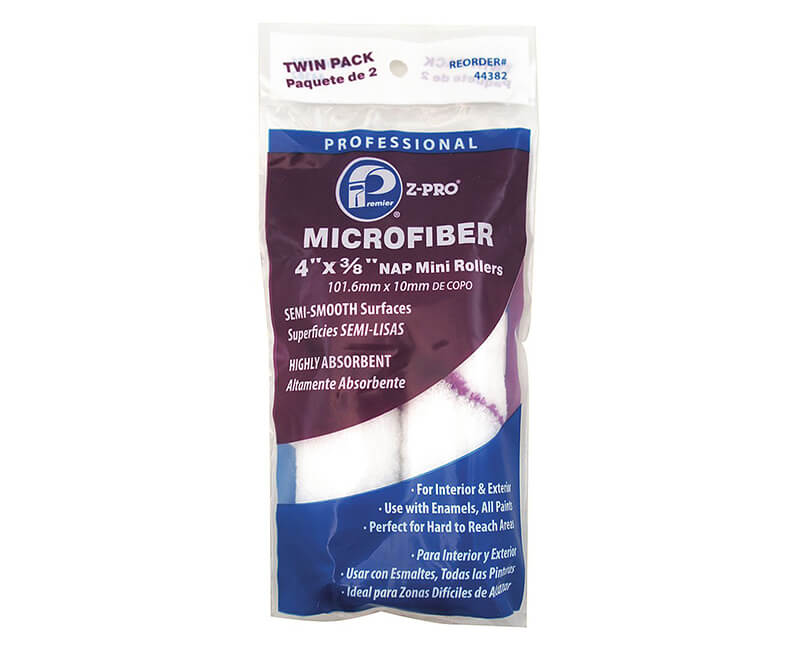 4" X 3/8" Micro Fiber Mini Roller - Twin Pack