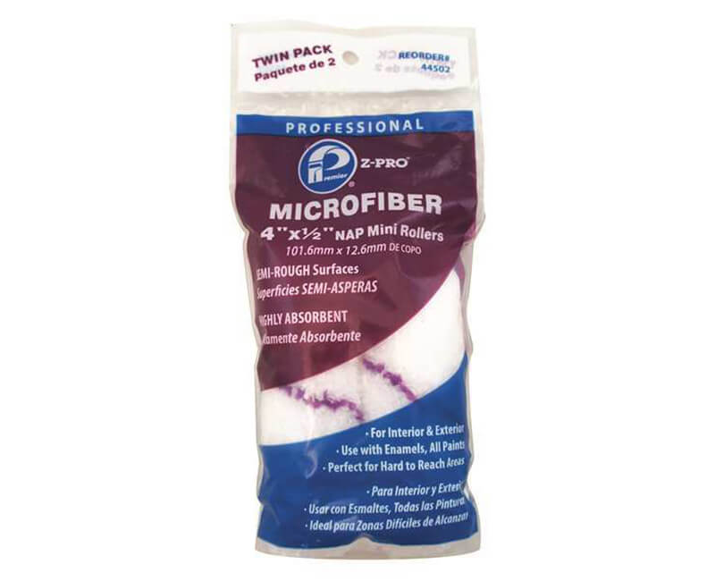 4" X 1/2" Micro Fiber Mini Roller - Twin Pack