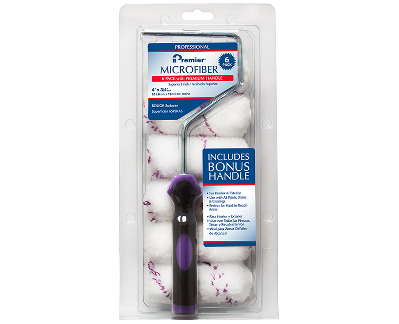 4"x 3/4" MICROFIBER MINI ROLLER 6PK W/BONUS FRAME