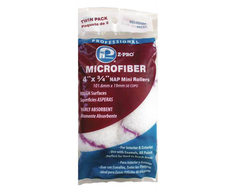 4" X 3/4" Micro Fiber Mini Roller - Twin Pack