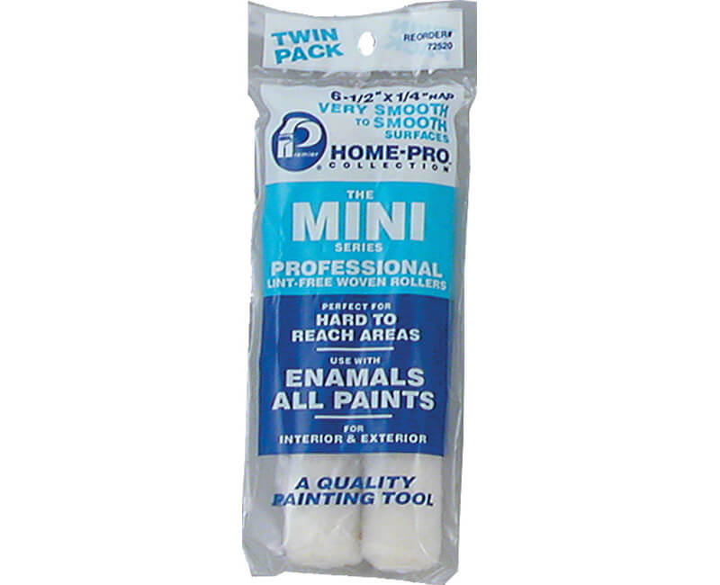 6-1/2" X 1/4" White Woven Mini Roller - Twin Pack
