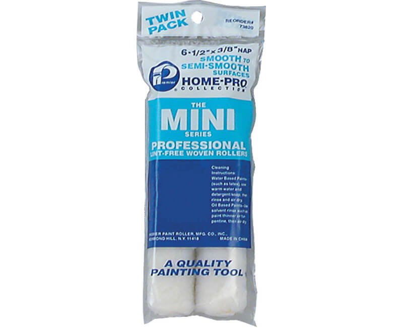 6-1/2" X 3/8" White Woven Mini Roller - Twin Pack