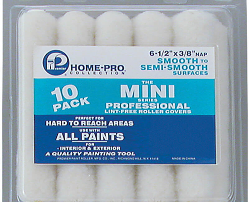 6-1/2" X 3/8" White Woven Mini Roller - 10 Pack