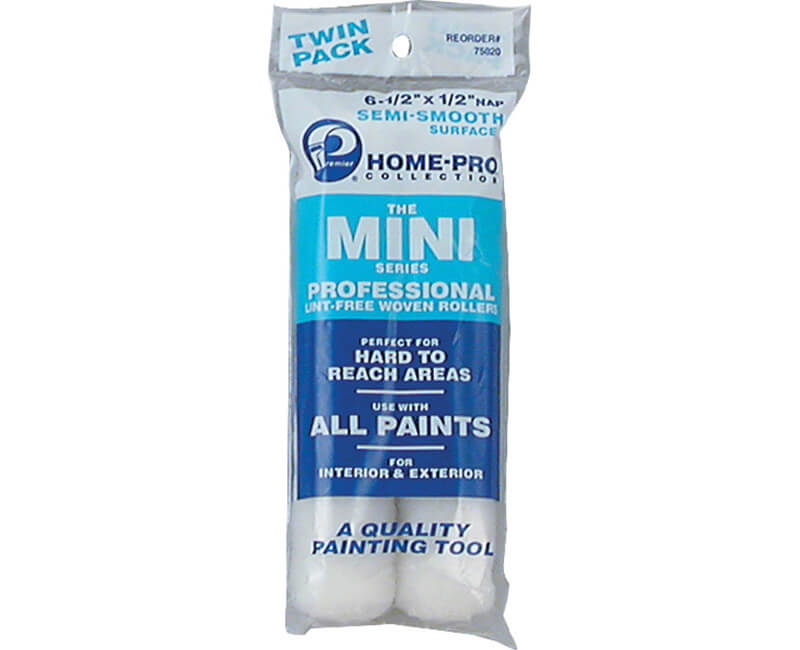 6-1/2" X 1/2" White Woven Mini Roller - Twin Pack