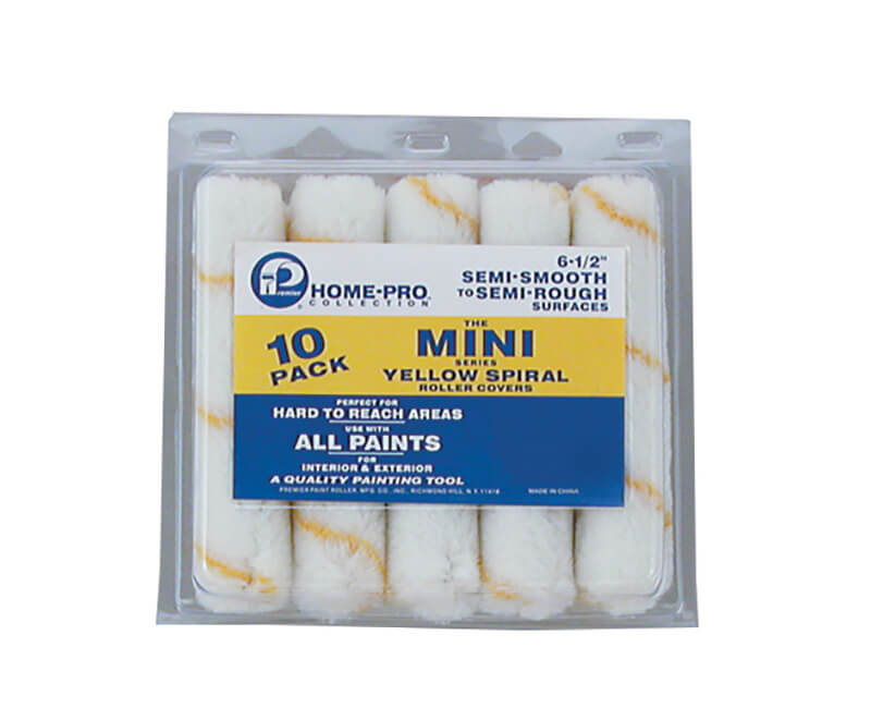 6-1/2" Yellow Spiral Mini Roller - 10 Pack