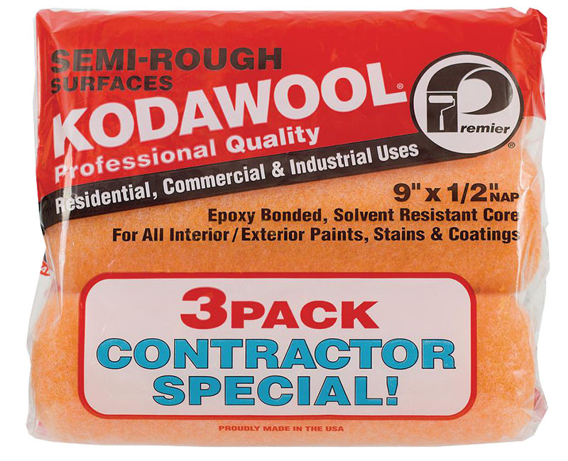 9" X 1/2" KODAWOOL ROLLER COVER 3PK