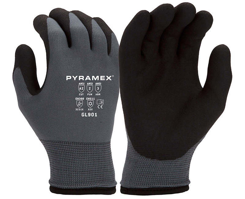 COATED GLOVE 15 GAUGE NYLON OUTER LINER WATER RESITANT A2 CUT LEVEL MEDIUM