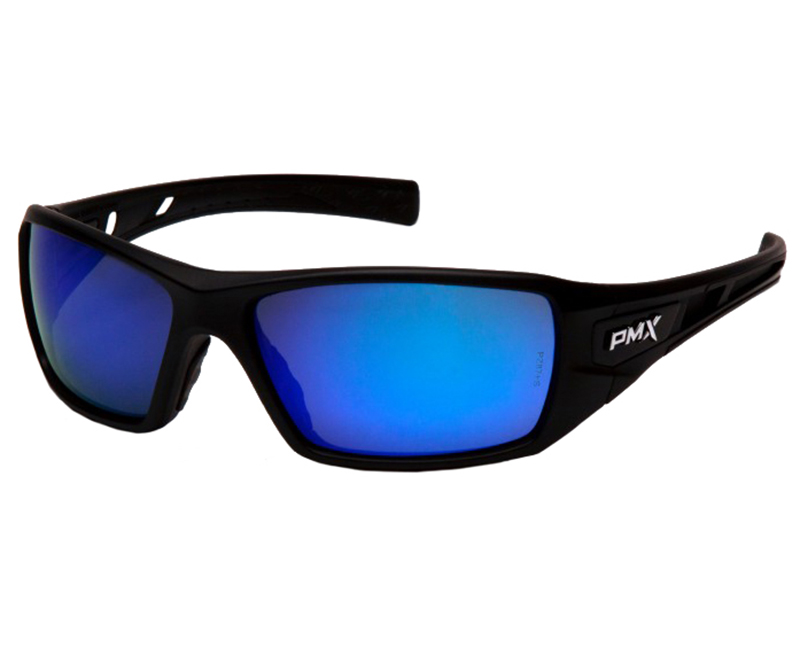 Velar Safety Glasses Black Frame - Ice Blue Mirror Lens