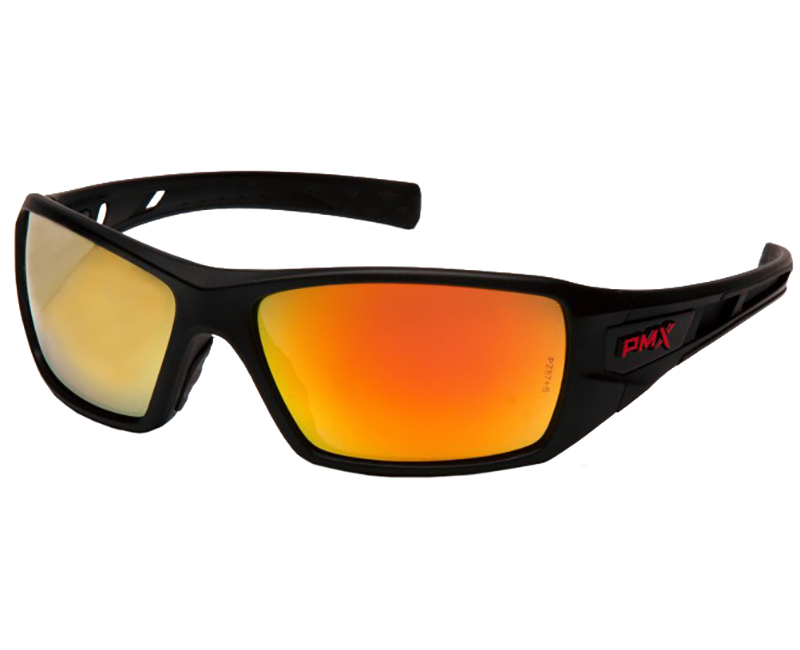 Safety Glasses Black Frame - Ice Orange Mirror Lens