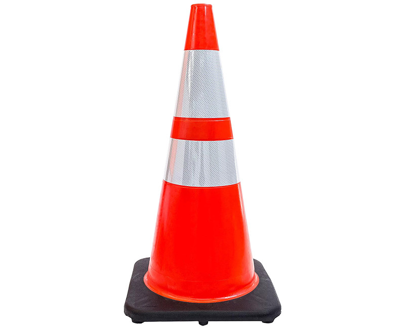 28" ORANGE SAFETY CONE WITH 2 REFLECTIVE COLLARS