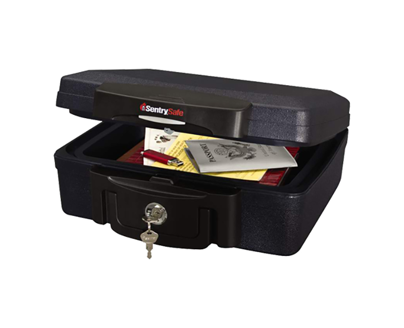 Small Black Privacy Lock Chest W/ 1/2 Hr Fire/Water Protection