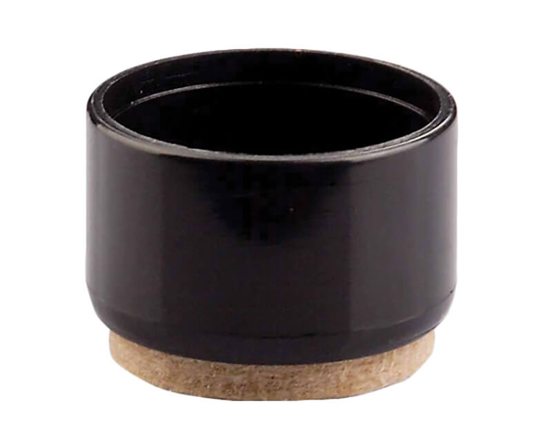 3/4" Black Plastic Leg Tip With Felt - 4 Per Card