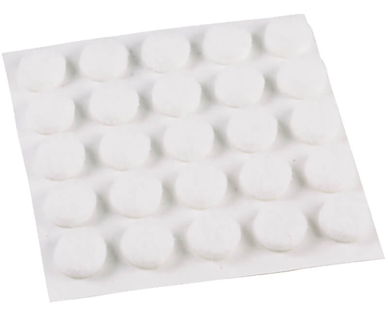 3/8" Medium Duty White Felt Gard Pads - 75 Per Card