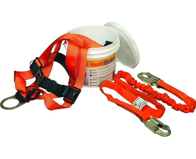 MILLER TITAN LARGE/XLARGE HARNESS W/ TOUGUE BUCKLE STRAPS 6' LANYARD IN WATERPROOF BUCKET