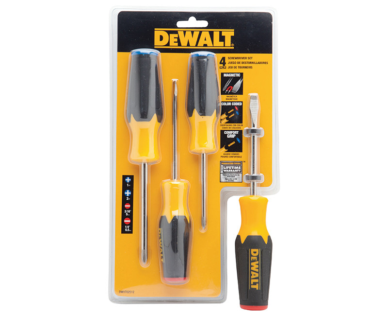 4 PIECE SCREWDRIVER SET DEWALT CARDED