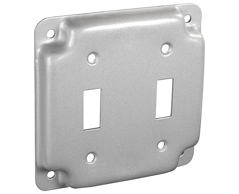 ELECTRICAL BOX COVER 4" SQUARE 1900 RAISED DOUBLE TOGGLE