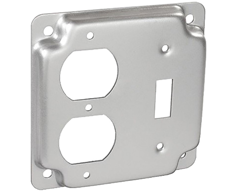 ELECTRICAL BOX COVER 4" SQUARE 1900 RAISED ONE TOGGLE AND ONE DUPLEX