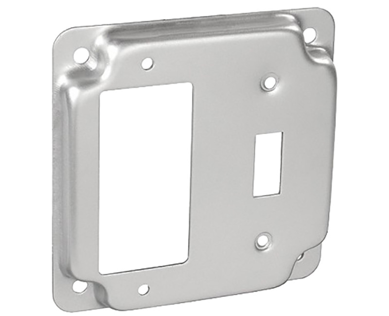 ELECTRICAL BOX COVER 4" SQUARE 1900 RAISED ONE TOGGLE AND ONE GFCI