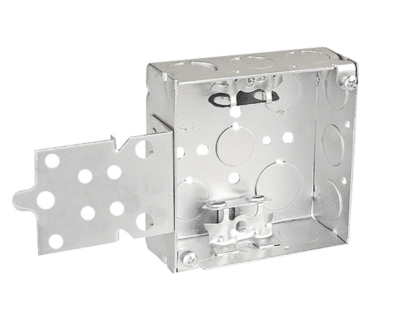 ELECTRICAL STEEL BOX 4" SQUARE WETWALL WITH BX CLAMPS