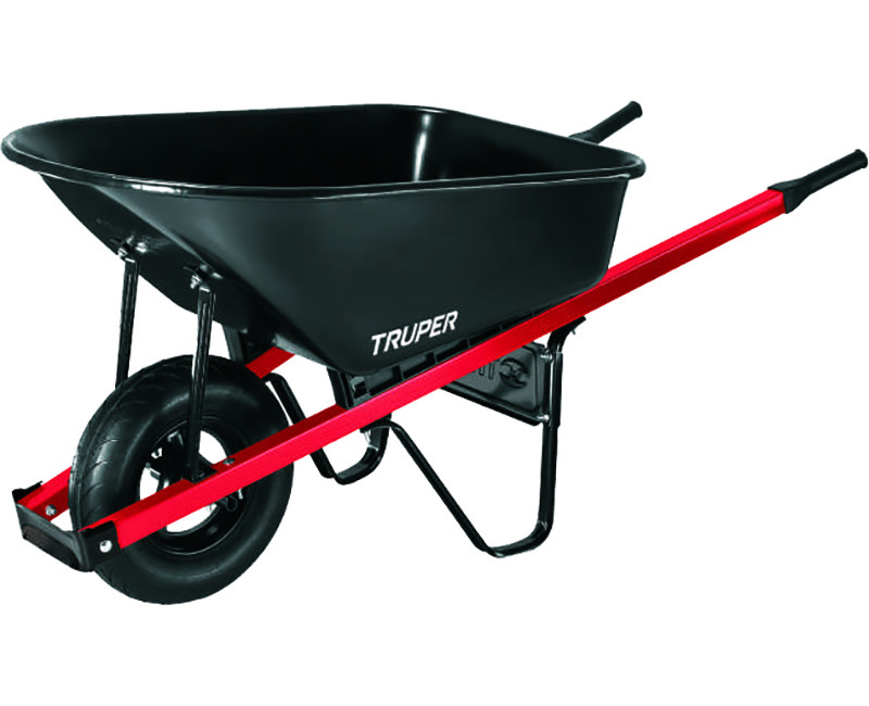 6 CUBE MEDIUM GAUGE STEEL WHEEL BARROW W/ 16" PNEUMATIC TIRE BLACK TRAY