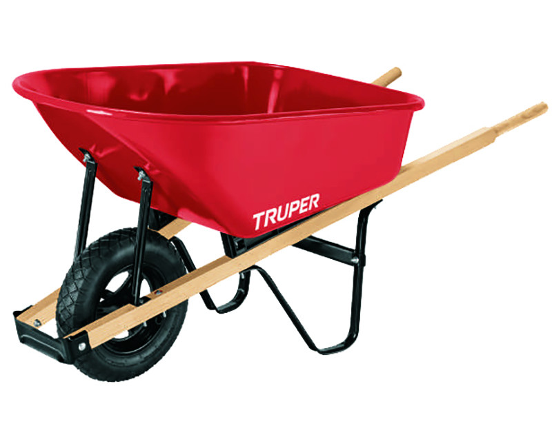 6 CUBE LIGHT GAUGE STEEL WHEEL BARROW W/ 14" PNEUMATIC TIRE RED TRAY